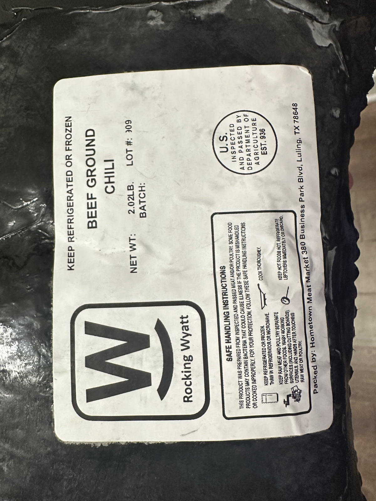 Chili Meat 2 lbs  $15